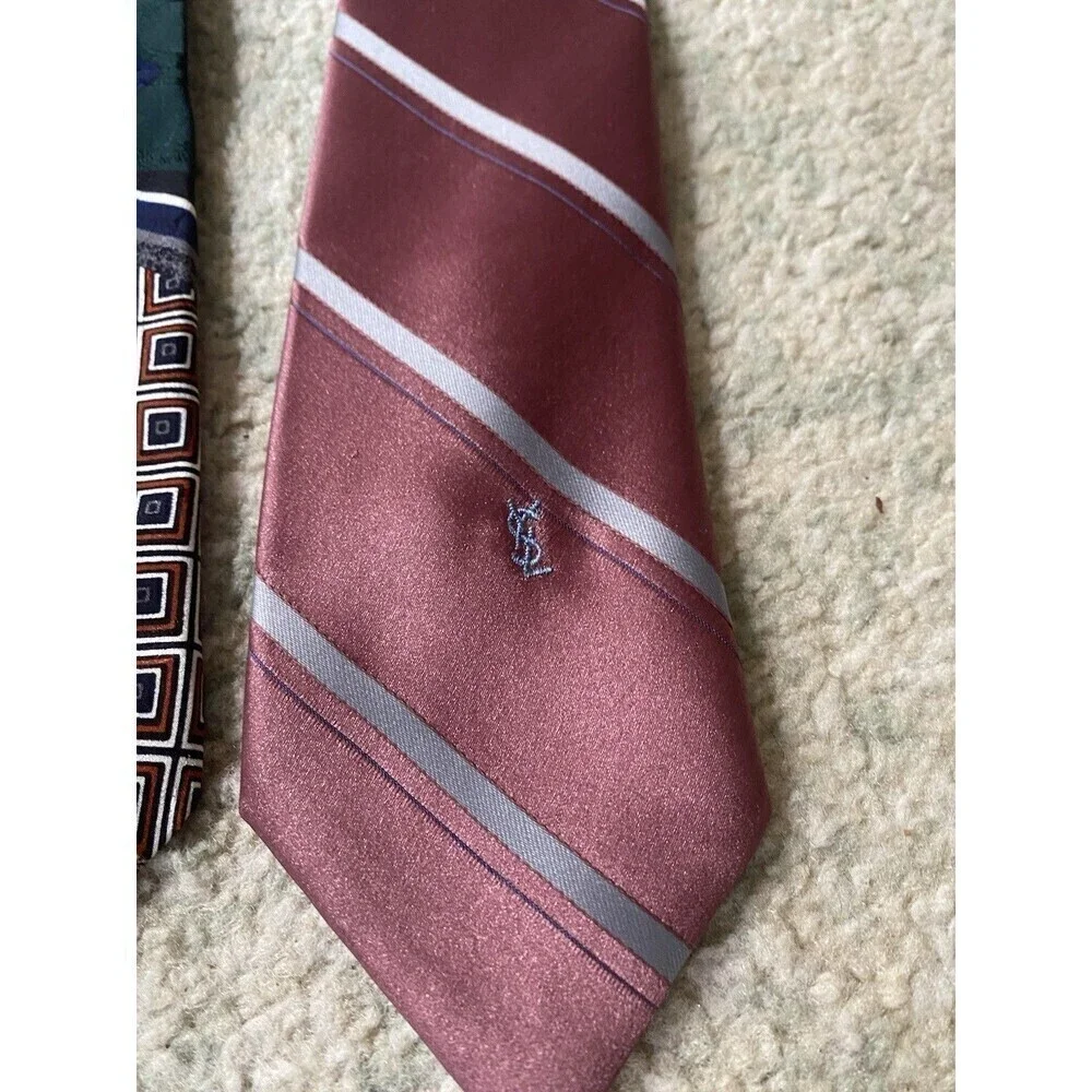 Lot of 5 Assorted Branded Designer Ties - DKNY Countess Mara YSL Givenchy Valent